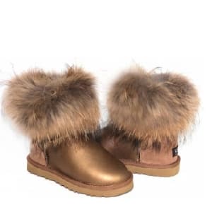 Ugg Fur Fox Mini Metallic с мехом Лисы Золотистые (36-41) Арт-20404